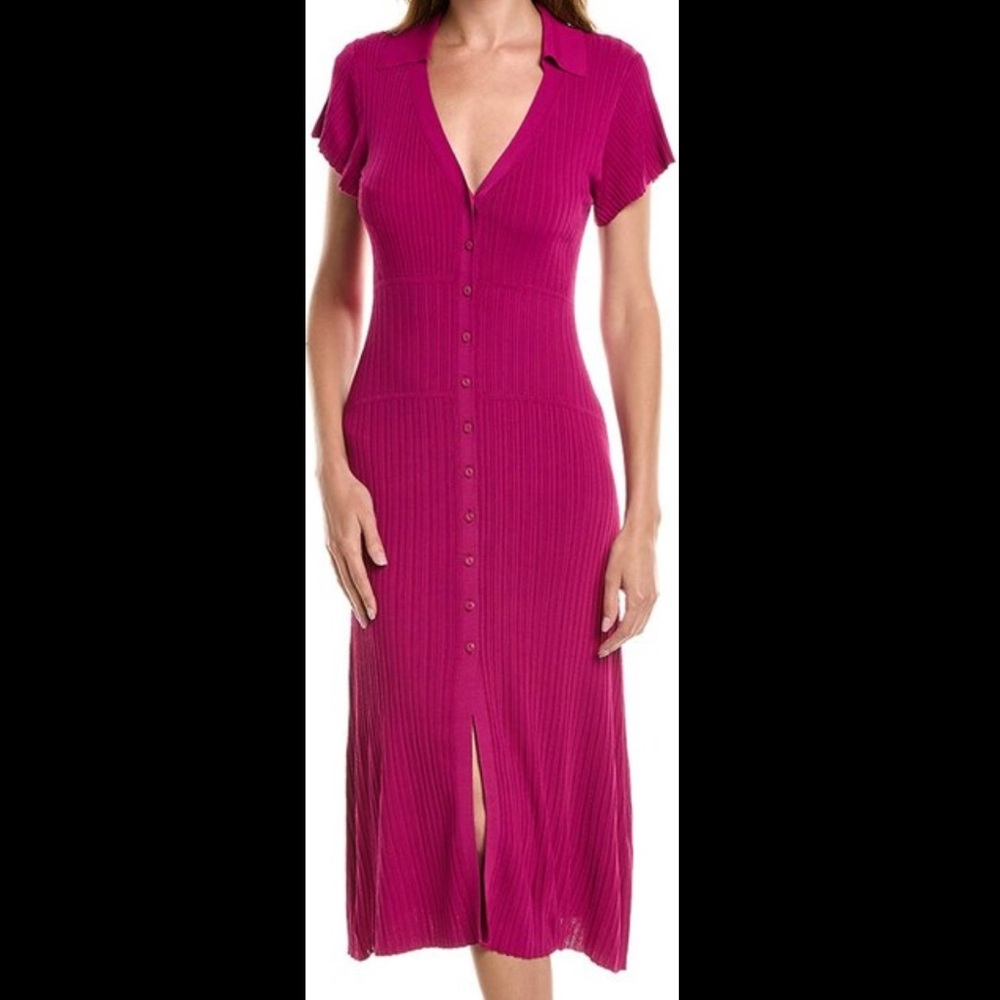 Rag & Bone Pink Buttoned Maxi Dress with Polo Collar